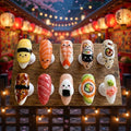 Kawaii Sushi Press On Nails - 3D Japanese Food Fake Nails - Cute Salmon And Tamago Nigiri Glue On Nails - Handmade Onigi