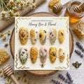 Honey Bee Press On Nails - 3D Honeycomb and Sunflower False Nails - Handmade Floral Daisy Glue On Nails - Botanical Wild