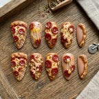 Realistic Pepperoni Pizza Press On Nails - Handmade 3D Food Nail Art - Funky Miniature Cheese Pull Nails - Cheesy Foodie