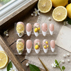 Luxury 3D Lemon Press on Nails with Water Droplets | Fresh Summer Fruit Nails | Handmade Lemonade Aesthetic Nails | Gift