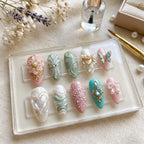 Luxury Fairycore Press on Nails with 3D Butterfly & Jewels | Pastel Royal Aesthetic Fake Nails | Handmade Custom Iridesc