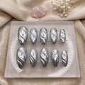 Luxury Silver Chrome Liquid Metal Press on Nails | 3D Sculpted Cyberpunk Fake Nails | Futuristic Metallic Almond Nails |