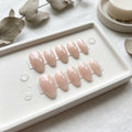 Milky Nude Pink Press on Nails with 3D Water Droplets | Minimalist Clean Girl Aesthetic Nails | Jelly Almond Nails | Han