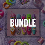 Y2K Vibe Hand-Painted Coffin Press-On Nails Set | 3D Kawaii Charm, Rainbow Butterfly, Smiley, Clear Star Bling | Reusabl
