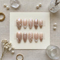 Pearl & Glazed Donut Press On Nails | Iridescent Chrome Nude Nails | Elegant Bridal Wedding Nails | Classy Handmade Nail