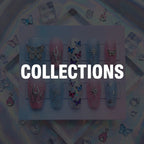 Y2K Blue & Pink Pastel Press on Nails with Silver Flames | Cybercore Butterfly And Star Fake Nails | Trendy Chrome Heart