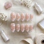 Dreamy White Cloud Press on Nails | Minimalist Nude Jelly Nails | Handmade Soft Blue Sky Aesthetic Fake Nails | Custom R