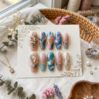 Luxury Celestial Butterfly Press On Nails | 3D Hand Painted Floral & Galaxy Moon Nails | Dreamy Starry Night Nails | Gif