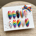 Custom Colorful Faux Nails, Cute Holographic Reusable Acrylics, Rainbow Press On Nails, Vibrant Pride Month False Nail S