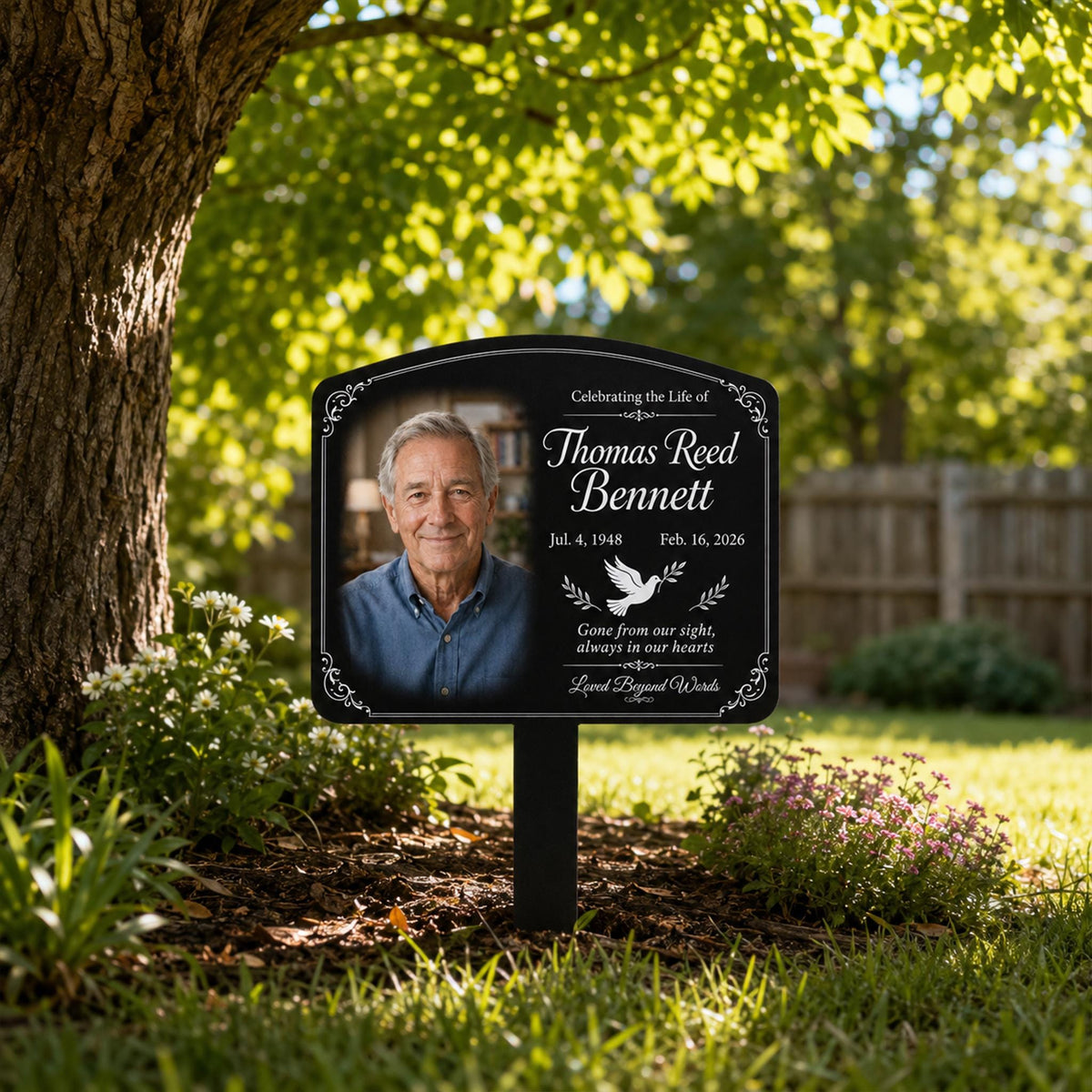 Personalized Memorial Garden Stake, Custom Grave Marker, Outdoor Remembrance Gift, Photo Memorial Plaque