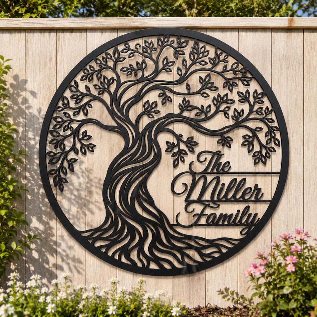 Personalized Tree of Life Metal Wall Art, Custom Family Name Decor