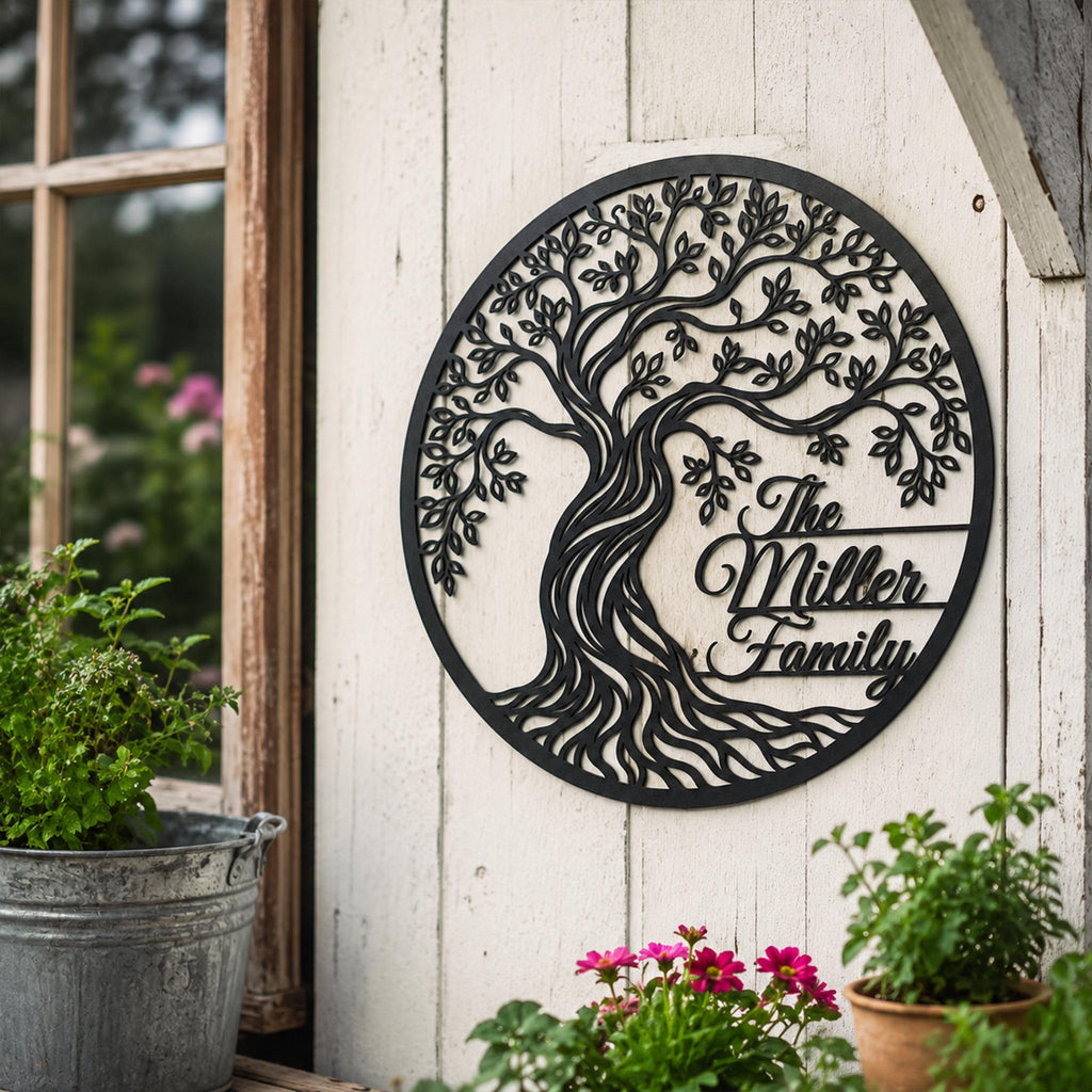 Personalized Tree of Life Metal Wall Art, Custom Family Name Decor