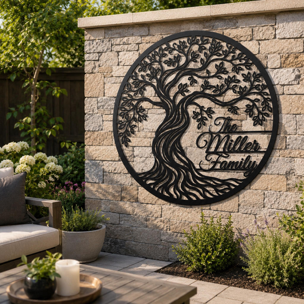 Personalized Tree of Life Metal Wall Art, Custom Family Name Decor