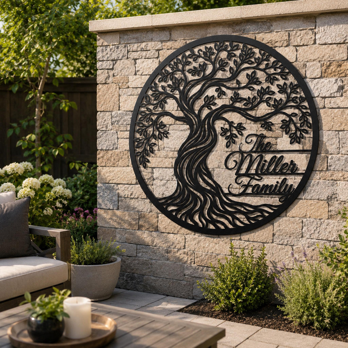 Personalized Tree of Life Metal Wall Art, Custom Family Name Decor