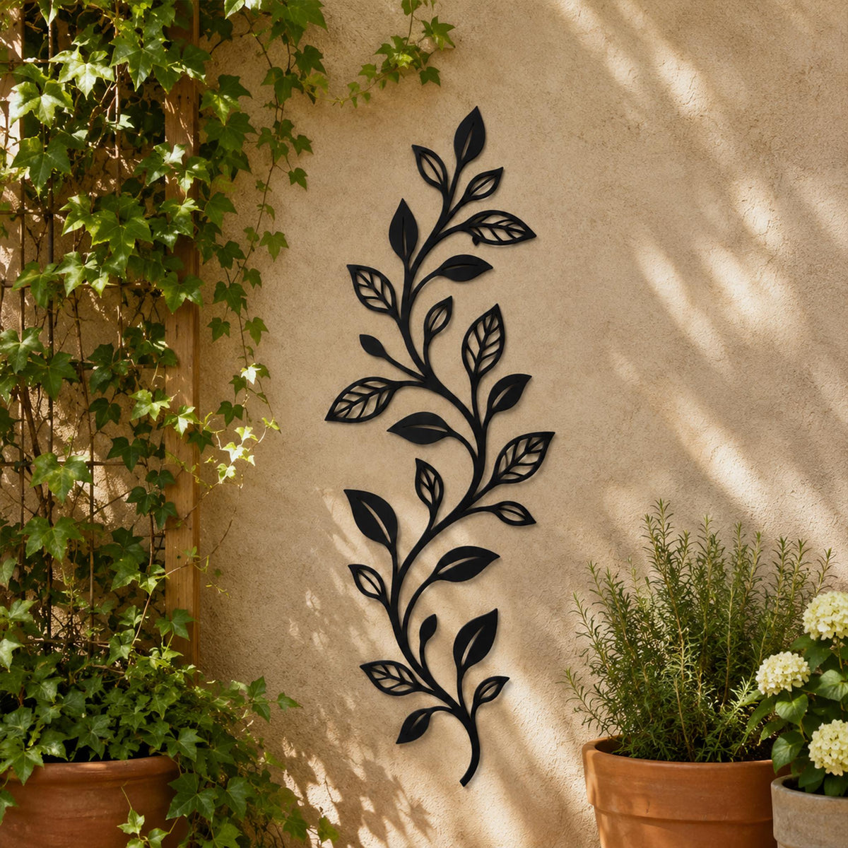 Metal Vine Wall Art, Botanical Leaf Decor, Vertical Plant Home Accent, Nature Inspired Gift