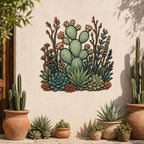 Cactus Metal Wall Art, Desert Botanical Sign, Southwestern Flora Decor
