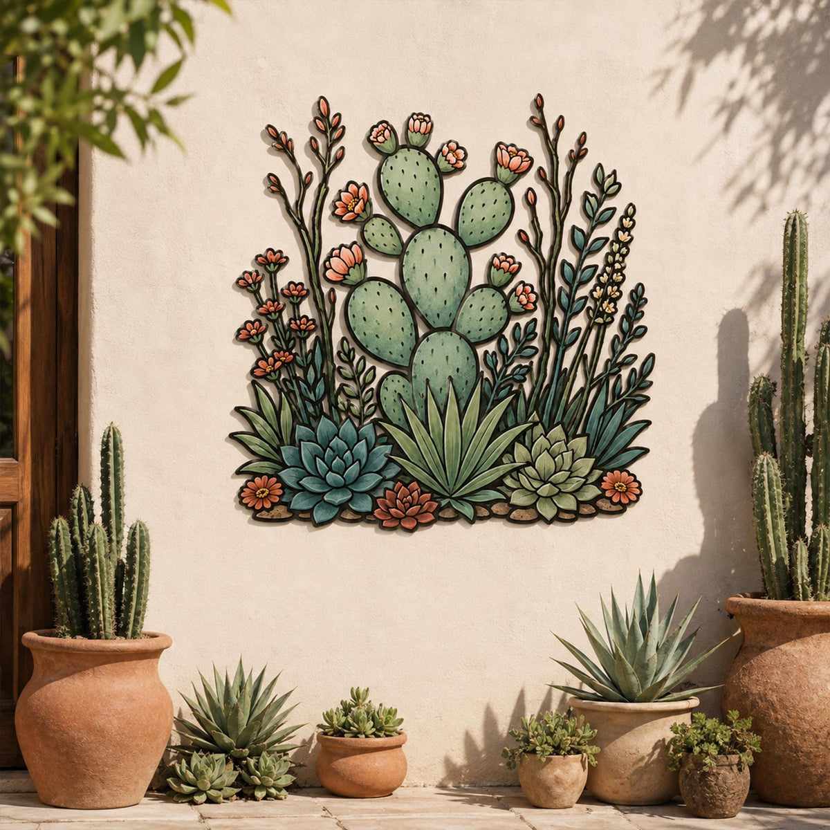 Cactus Metal Wall Art, Desert Botanical Sign, Southwestern Flora Decor