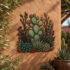 Cactus Metal Wall Art, Desert Botanical Sign, Southwestern Flora Decor