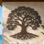 Metal Tree Wall Art, Rustic Roots Branches, Textured Nature Decor