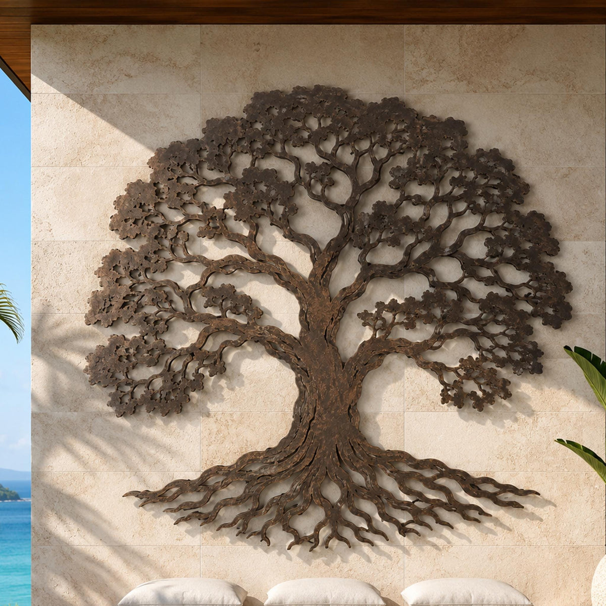 Metal Tree Wall Art, Rustic Roots Branches, Textured Nature Decor