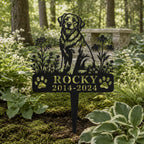 Personalized Golden Retriever Memorial Garden Stake, Custom Metal Pet Grave Marker