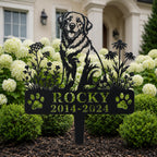 Personalized Golden Retriever Memorial Garden Stake, Custom Metal Pet Grave Marker