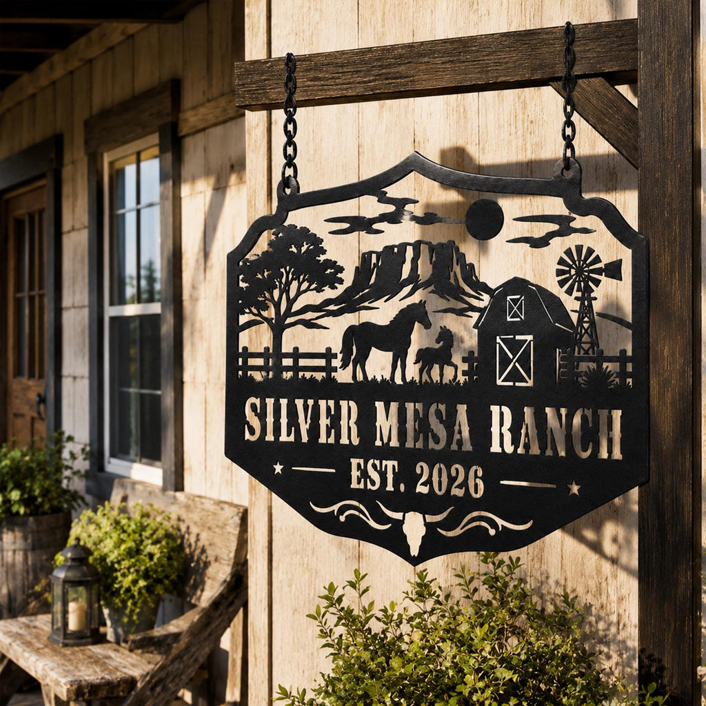 Custom Metal Ranch Sign, Personalized Horse Farm Decor, Western Wall Art
