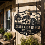 Custom Metal Ranch Sign, Personalized Horse Farm Decor, Western Wall Art