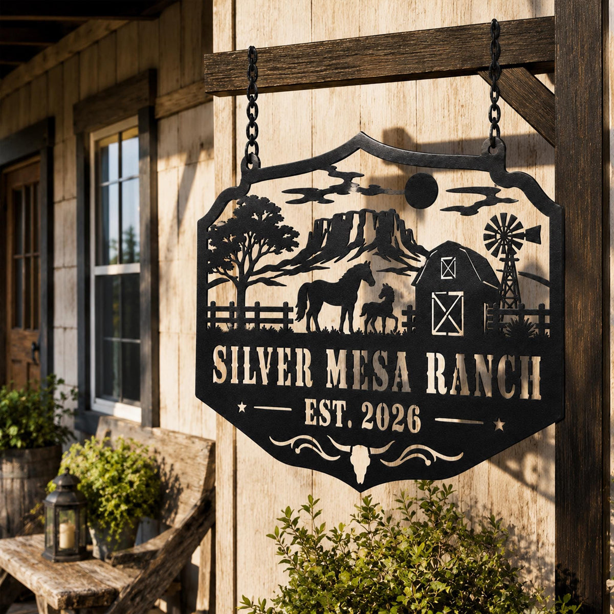 Custom Metal Ranch Sign, Personalized Horse Farm Decor, Western Wall Art
