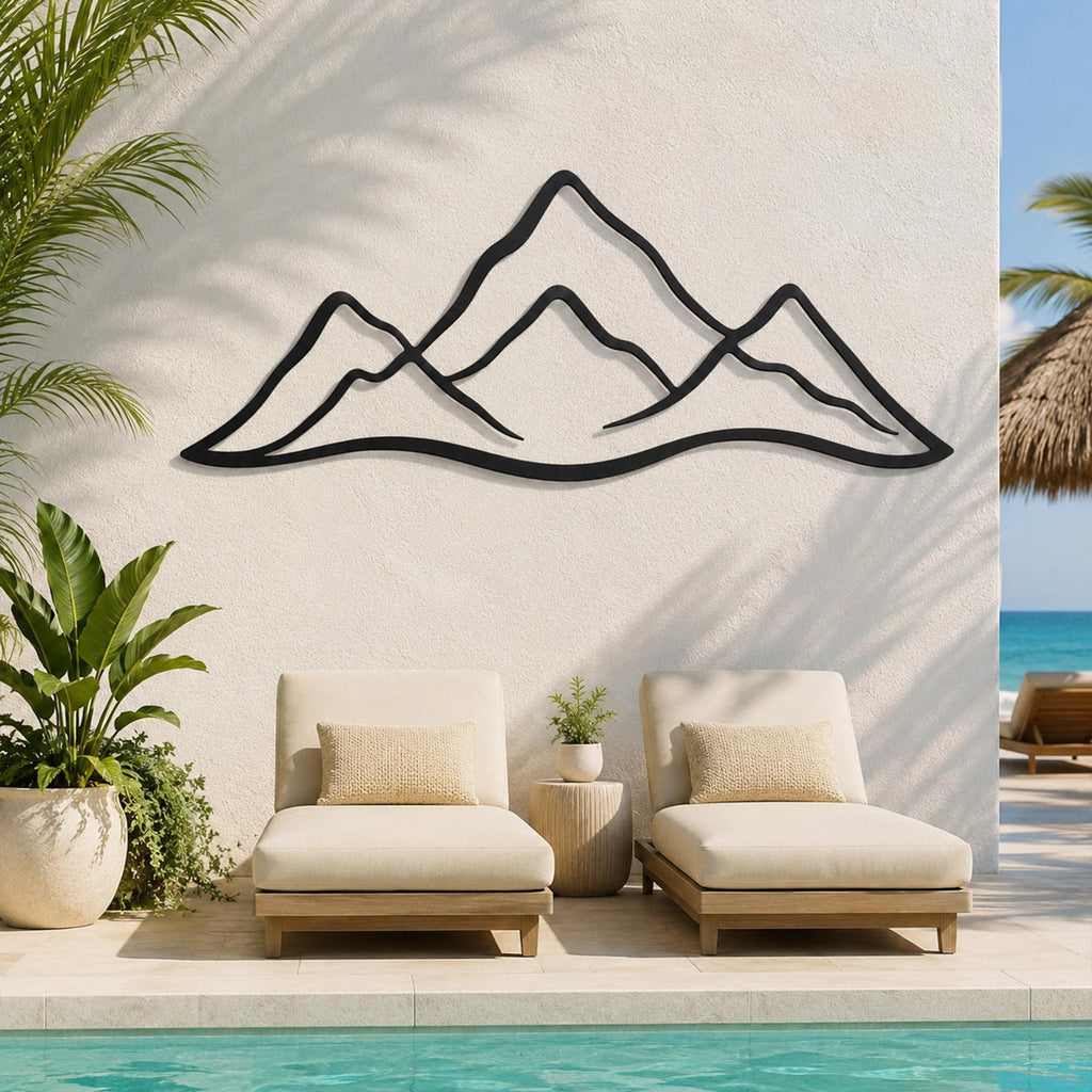 Minimalist Mountain Peaks Metal Wall Art, Modern Nature Landscape Decor