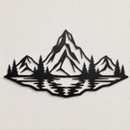Mountain Range Metal Sign, Pine Tree Lake Wall Art, Nature Landscape Decor