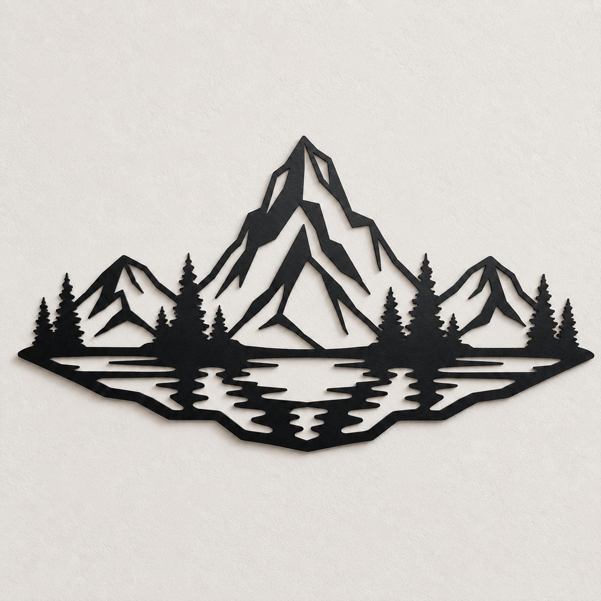 Mountain Range Metal Sign, Pine Tree Lake Wall Art, Nature Landscape Decor