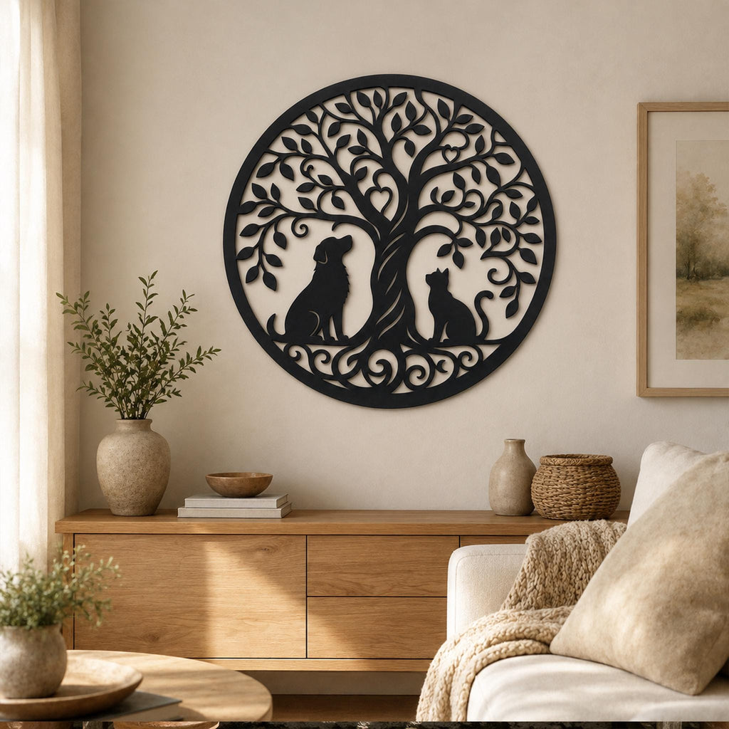 Tree of Life Metal Sign, Dog Cat Memorial Art, Pet Loss Grave Marker