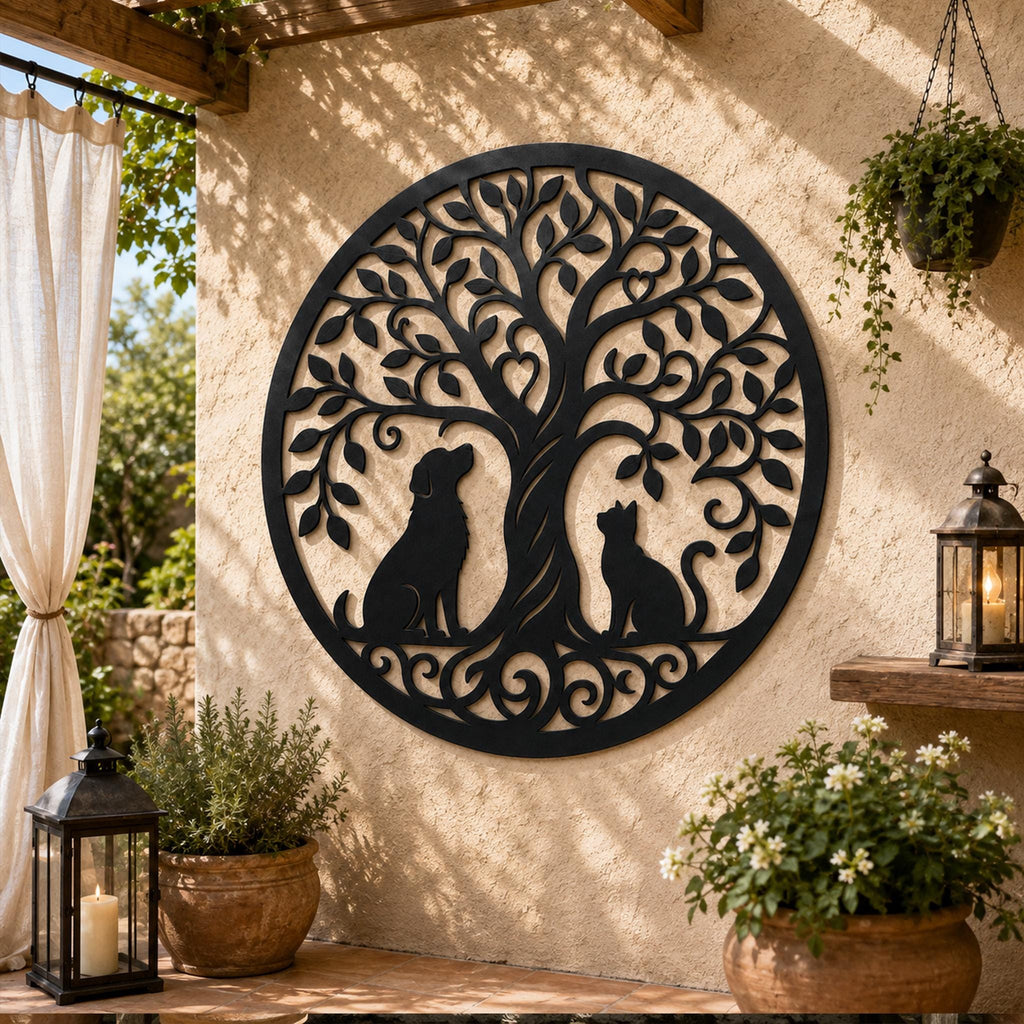 Tree of Life Metal Sign, Dog Cat Memorial Art, Pet Loss Grave Marker