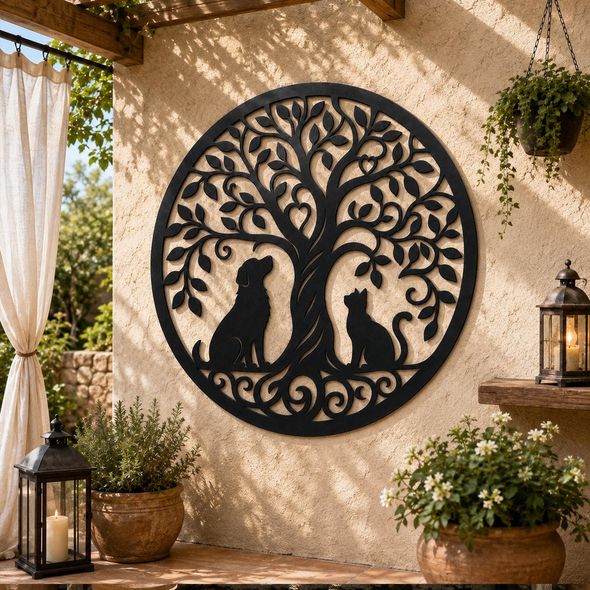Tree of Life Metal Sign, Dog Cat Memorial Art, Pet Loss Grave Marker