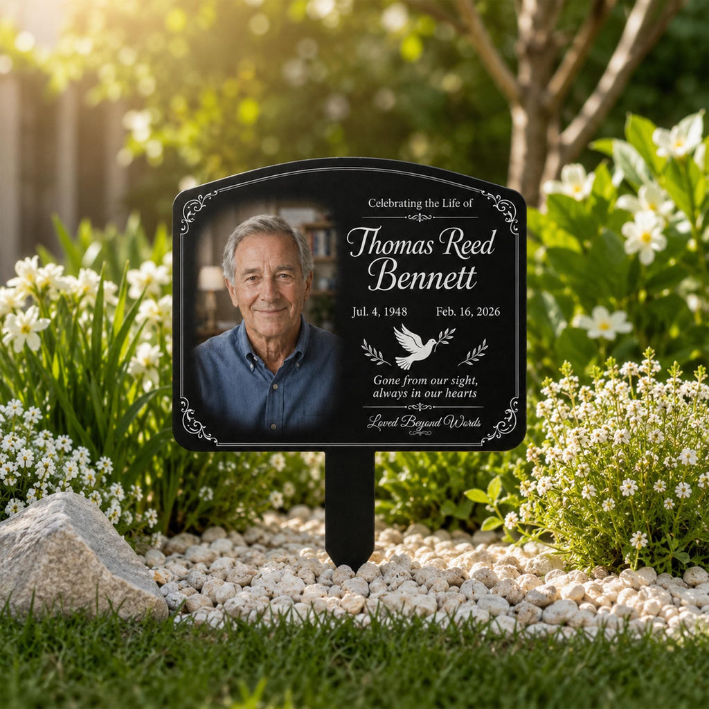 Personalized Memorial Garden Stake, Custom Grave Marker, Outdoor Remembrance Gift, Photo Memorial Plaque