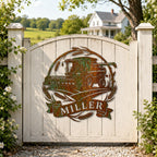 Custom Combine Harvester Metal Sign, Personalized Wheat Farm Wall Decor, Rustic Garden Art