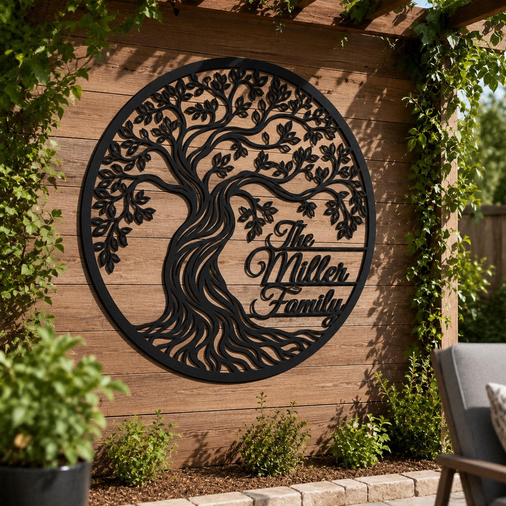 Personalized Tree of Life Metal Wall Art, Custom Family Name Decor