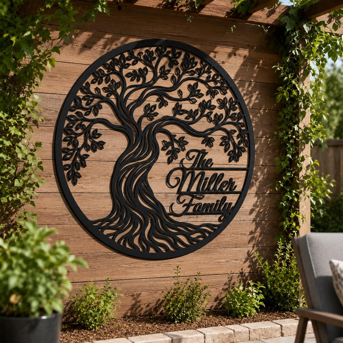 Personalized Tree of Life Metal Wall Art, Custom Family Name Decor