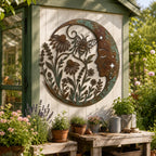 Metal Moon Wall Art, Floral Crescent Decor, Bee Celestial Hanging