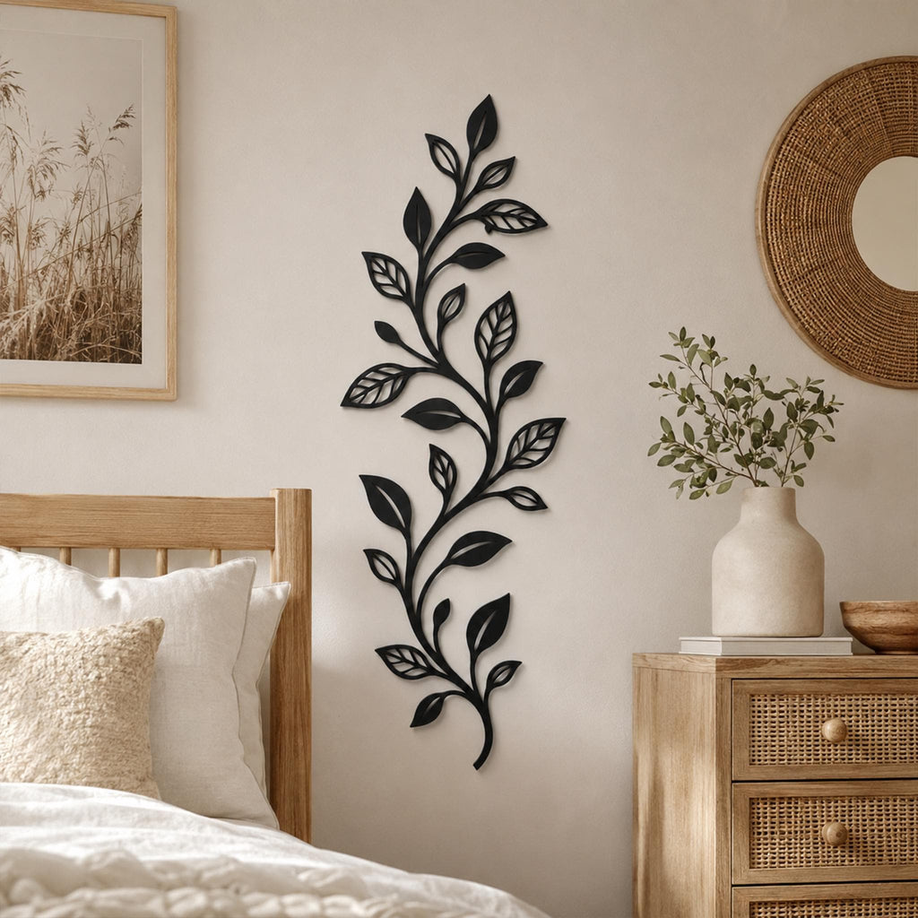 Metal Vine Wall Art, Botanical Leaf Decor, Vertical Plant Home Accent, Nature Inspired Gift