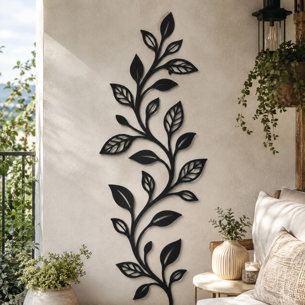 Metal Vine Wall Art, Botanical Leaf Decor, Vertical Plant Home Accent, Nature Inspired Gift