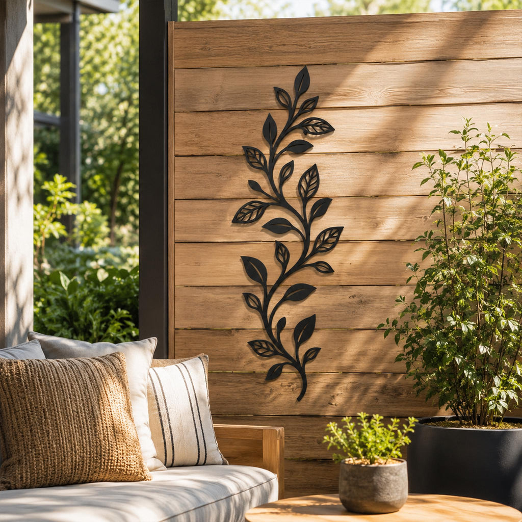 Metal Vine Wall Art, Botanical Leaf Decor, Vertical Plant Home Accent, Nature Inspired Gift