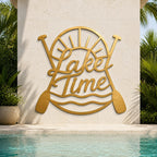 Lake Time Metal Wall Art, Nautical Cabin Decor, Steel Sign Hanging