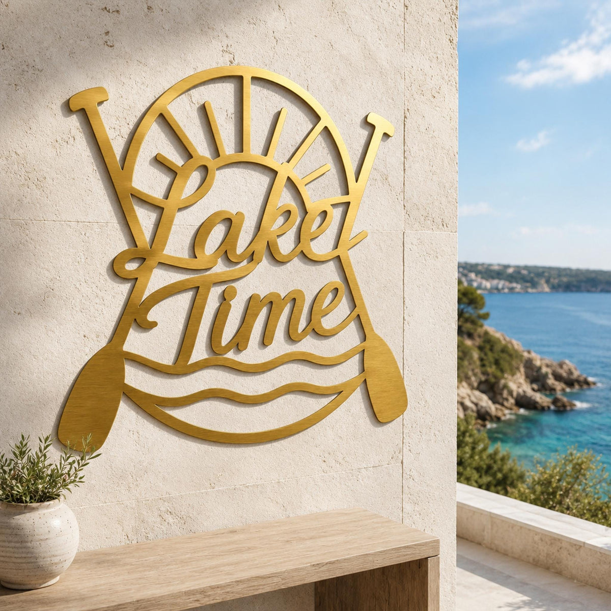 Lake Time Metal Wall Art, Nautical Cabin Decor, Steel Sign Hanging