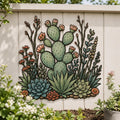 Cactus Metal Wall Art, Desert Botanical Sign, Southwestern Flora Decor