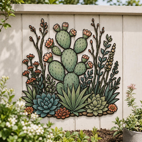 Cactus Metal Wall Art, Desert Botanical Sign, Southwestern Flora Decor