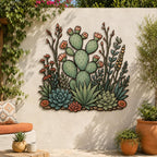 Cactus Metal Wall Art, Desert Botanical Sign, Southwestern Flora Decor