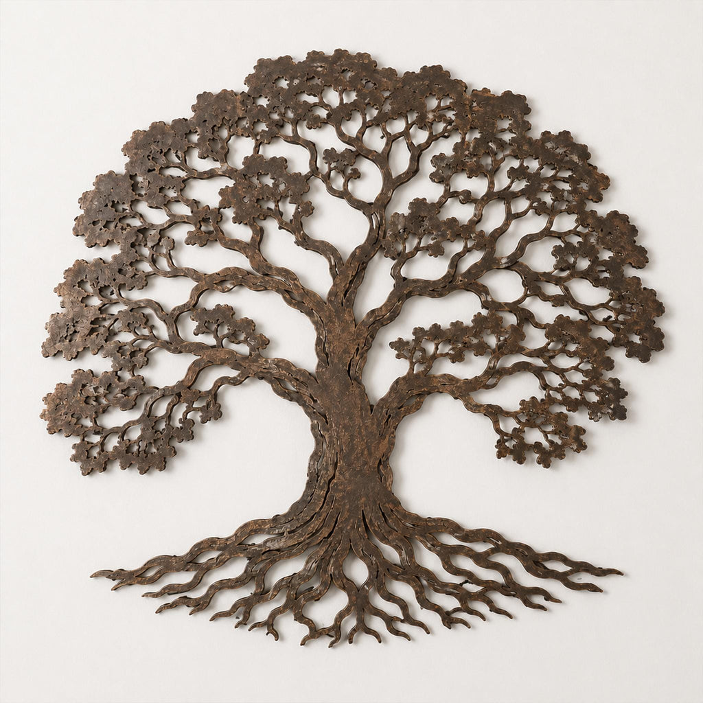 Metal Tree Wall Art, Rustic Roots Branches, Textured Nature Decor