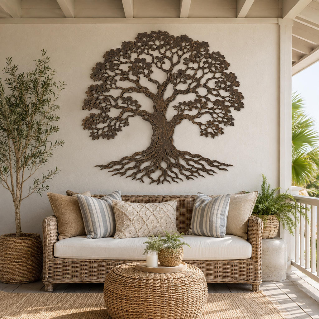 Metal Tree Wall Art, Rustic Roots Branches, Textured Nature Decor